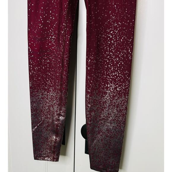 Women's Burgundy and Silver Glitter Leggings - Picture 5 of 7